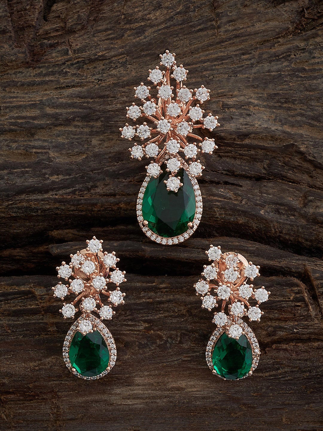 

Kushal's Fashion Jewellery Rose Gold-Plated CZ Studded Jewellery Set