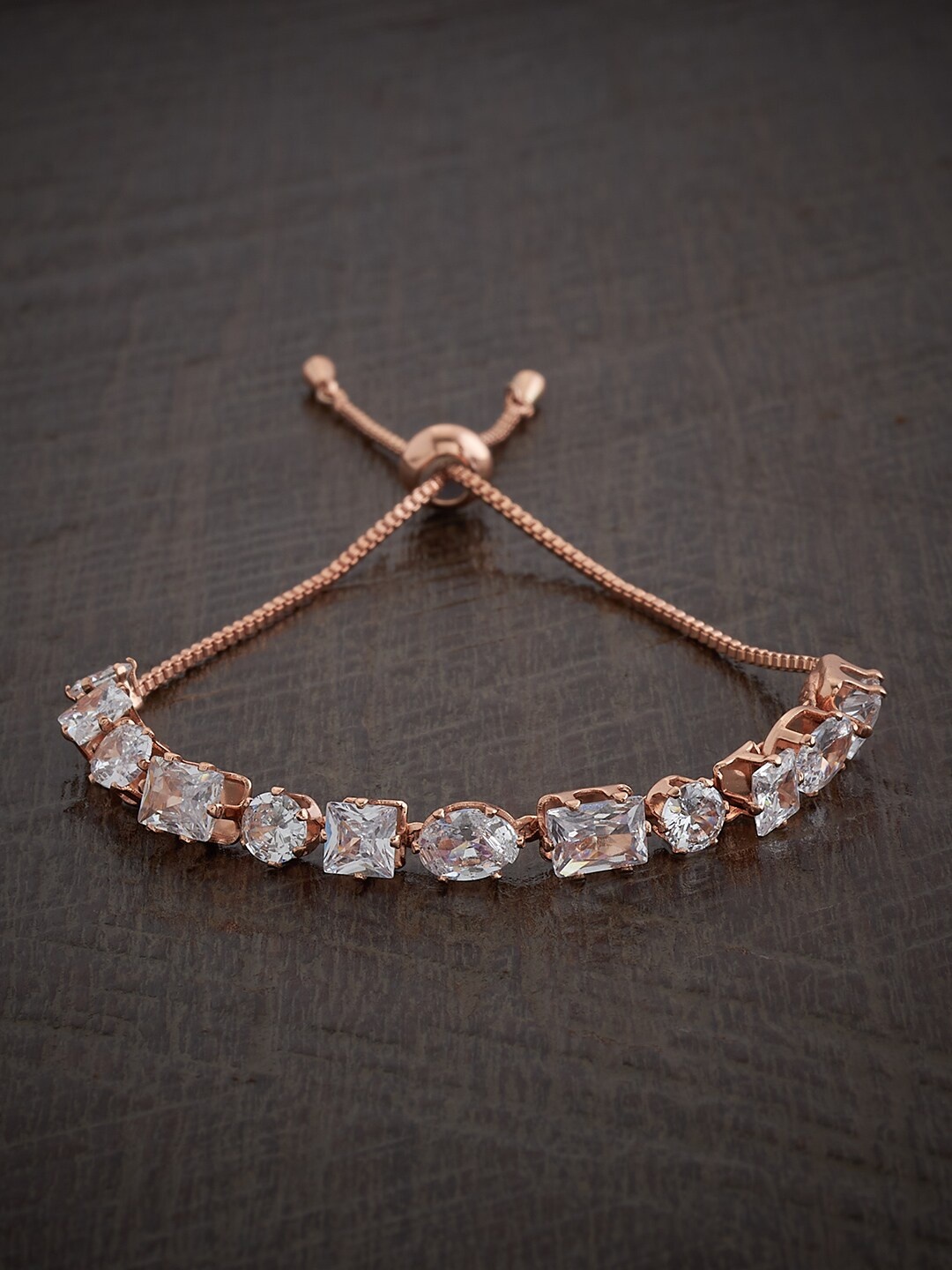 

Kushal's Fashion Jewellery Cubic Zirconia Rose Gold-Plated Wraparound Bracelet