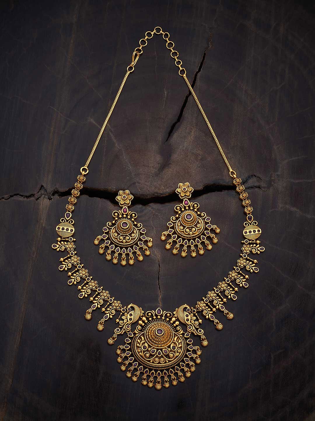 

Kushal's Fashion Jewellery Gold-Plated Stones-Studded & Beaded Antique Jewellery Set