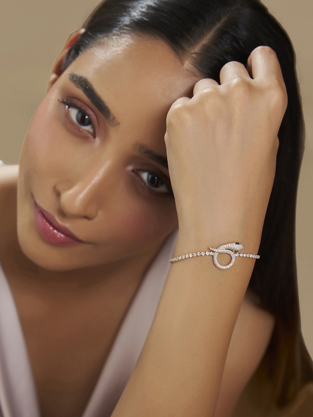 

Kushal's Fashion Jewellery Gold-Plated CZ Wraparound Bracelet