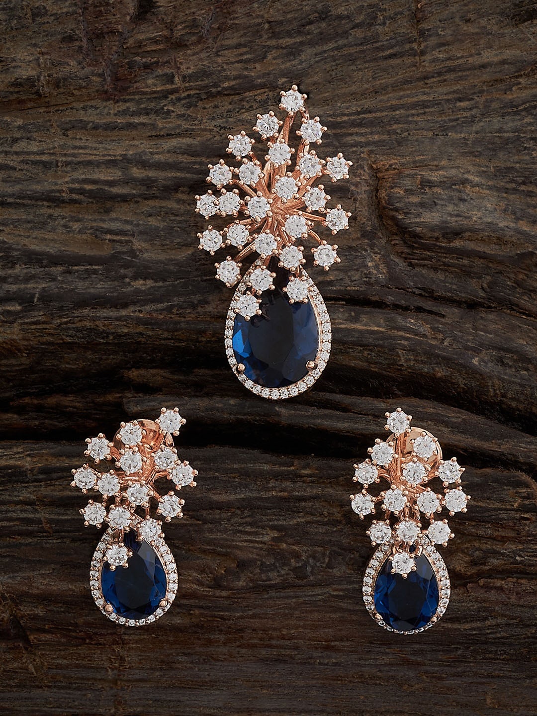 

Kushal's Fashion Jewellery Rose Gold-Plated CZ Studded Jewellery Set