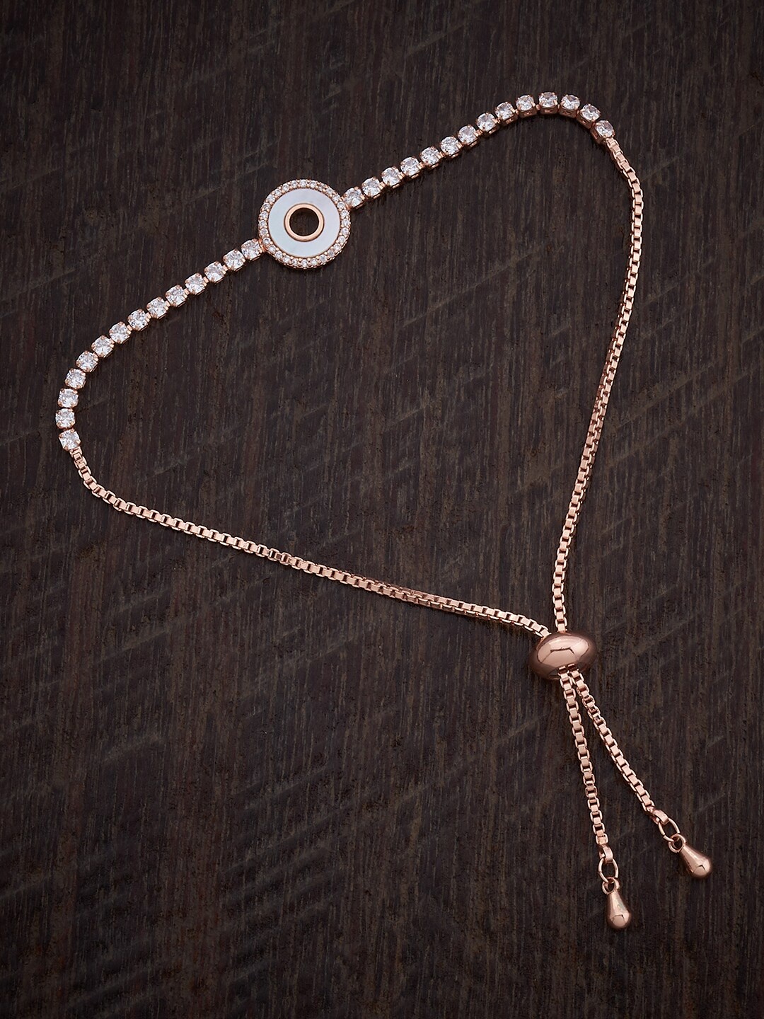 

Kushal's Fashion Jewellery Rose Gold-Plated Zircon-Studded Wraparound Bracelet