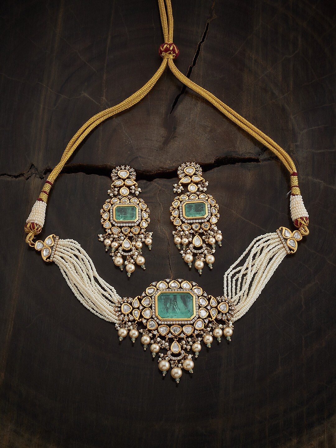 

Kushal's Fashion Jewellery Gold Plated Kundan Studded & Beaded Jewellery Set