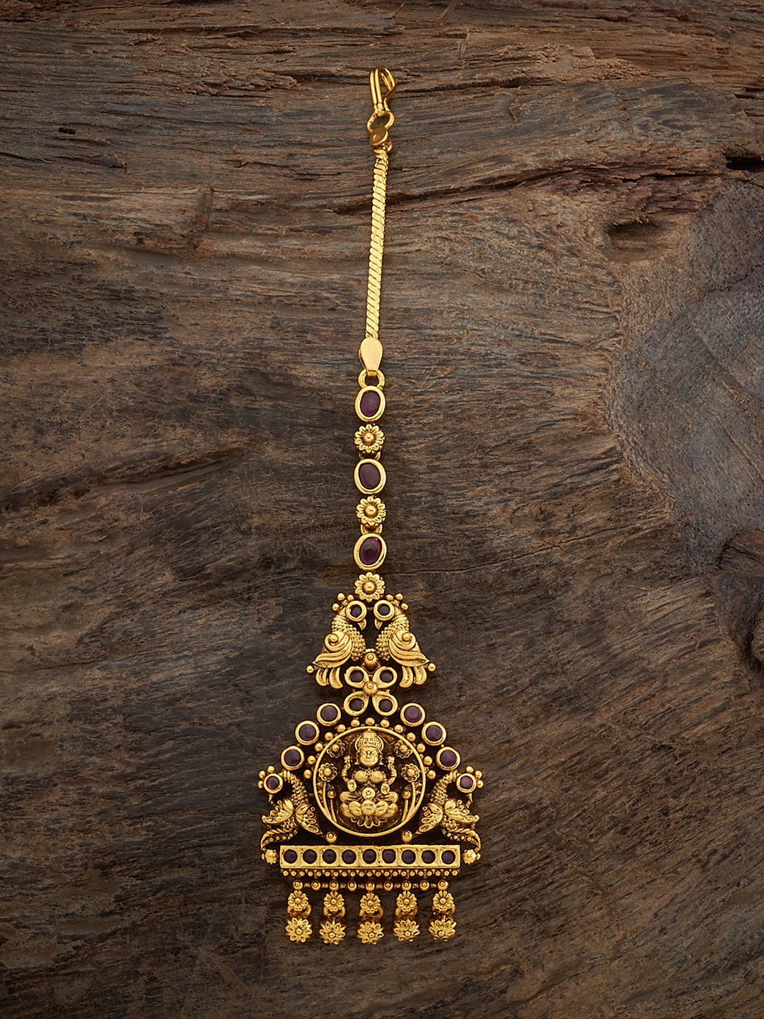

Kushal's Fashion Jewellery Gold-Plated Artificial Stones Studded Maang Tikka