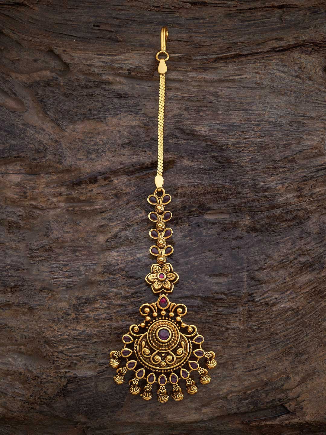 

Kushal's Fashion Jewellery Gold-Plated Artificial Stones Studded Maang Tikka