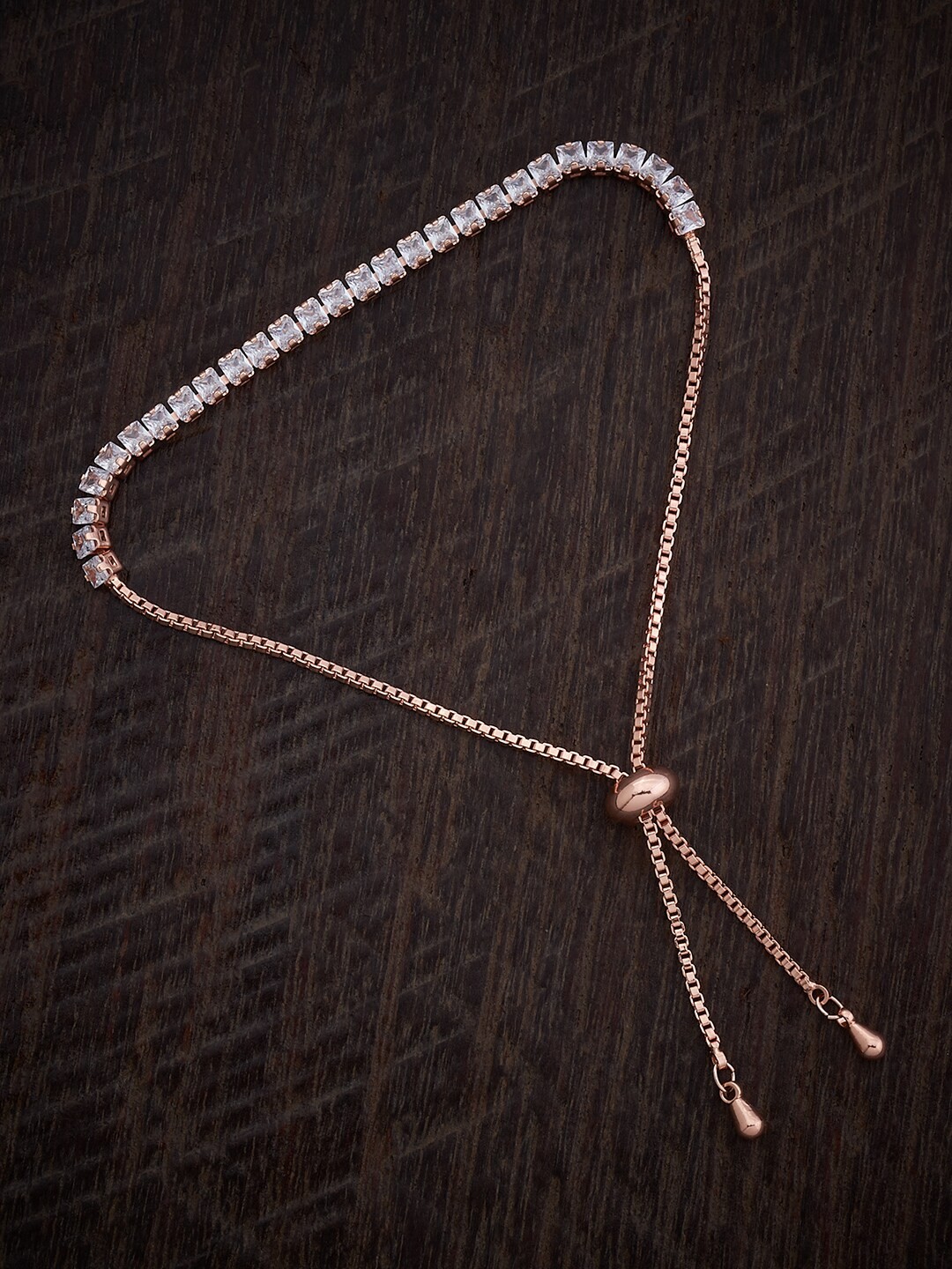 

Kushal's Fashion Jewellery Cubic Zirconia Rose Gold-Plated Link Bracelet