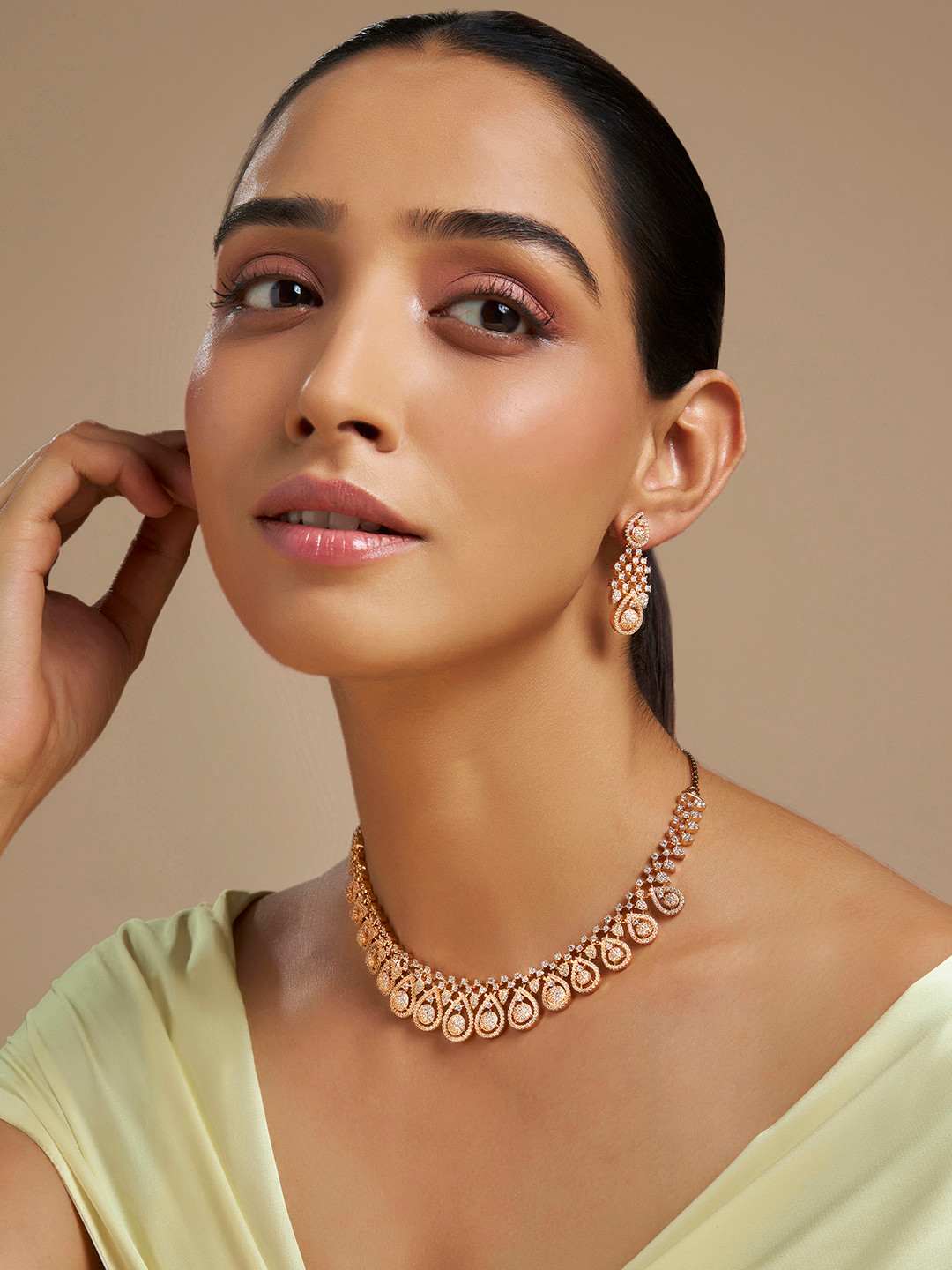 

Kushal's Fashion Jewellery Gold-Plated CZ Studded Jewellery Set