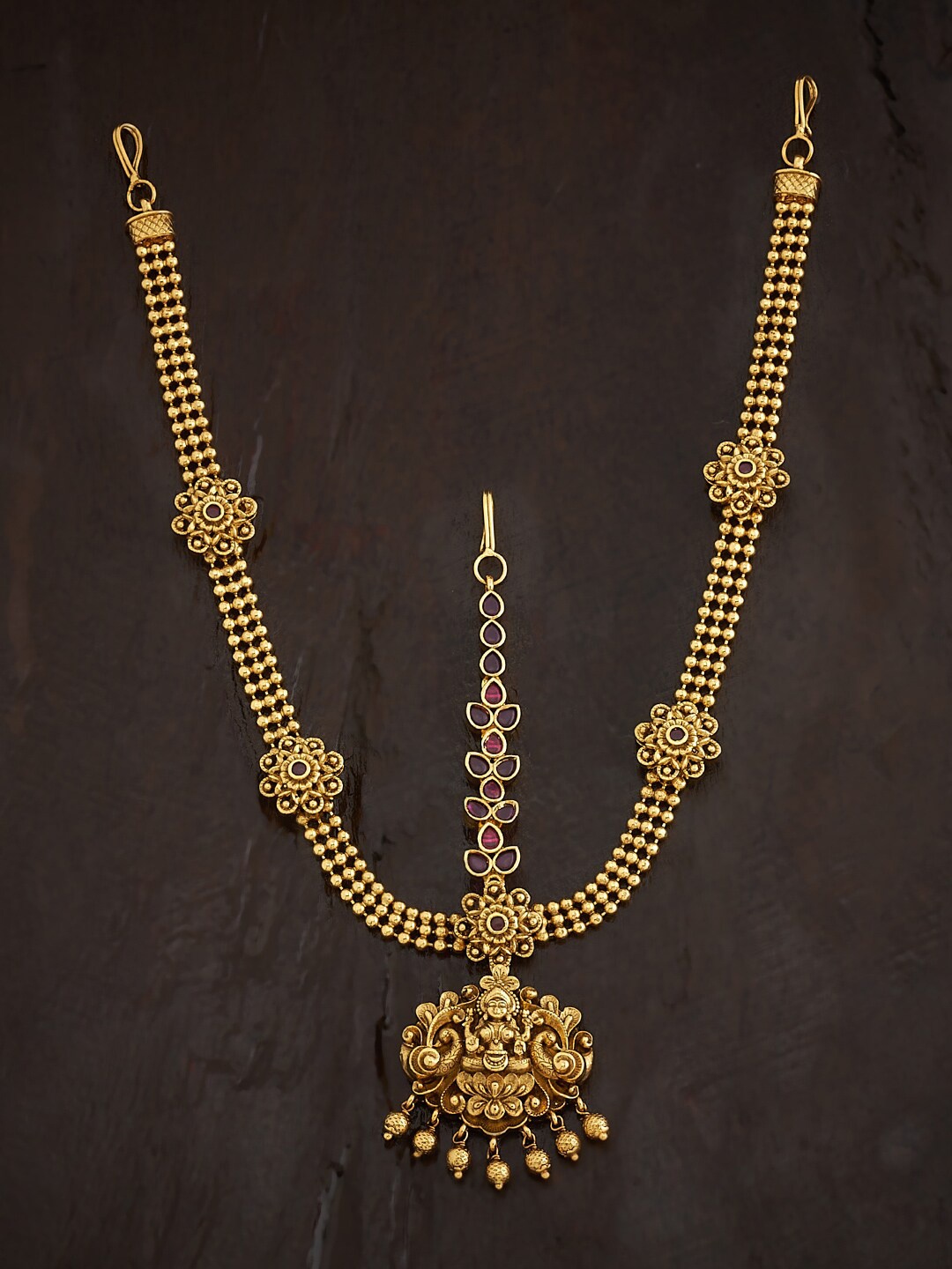 

Kushal's Fashion Jewellery Gold-Plated Artificial Stones Studded Maang Tikka