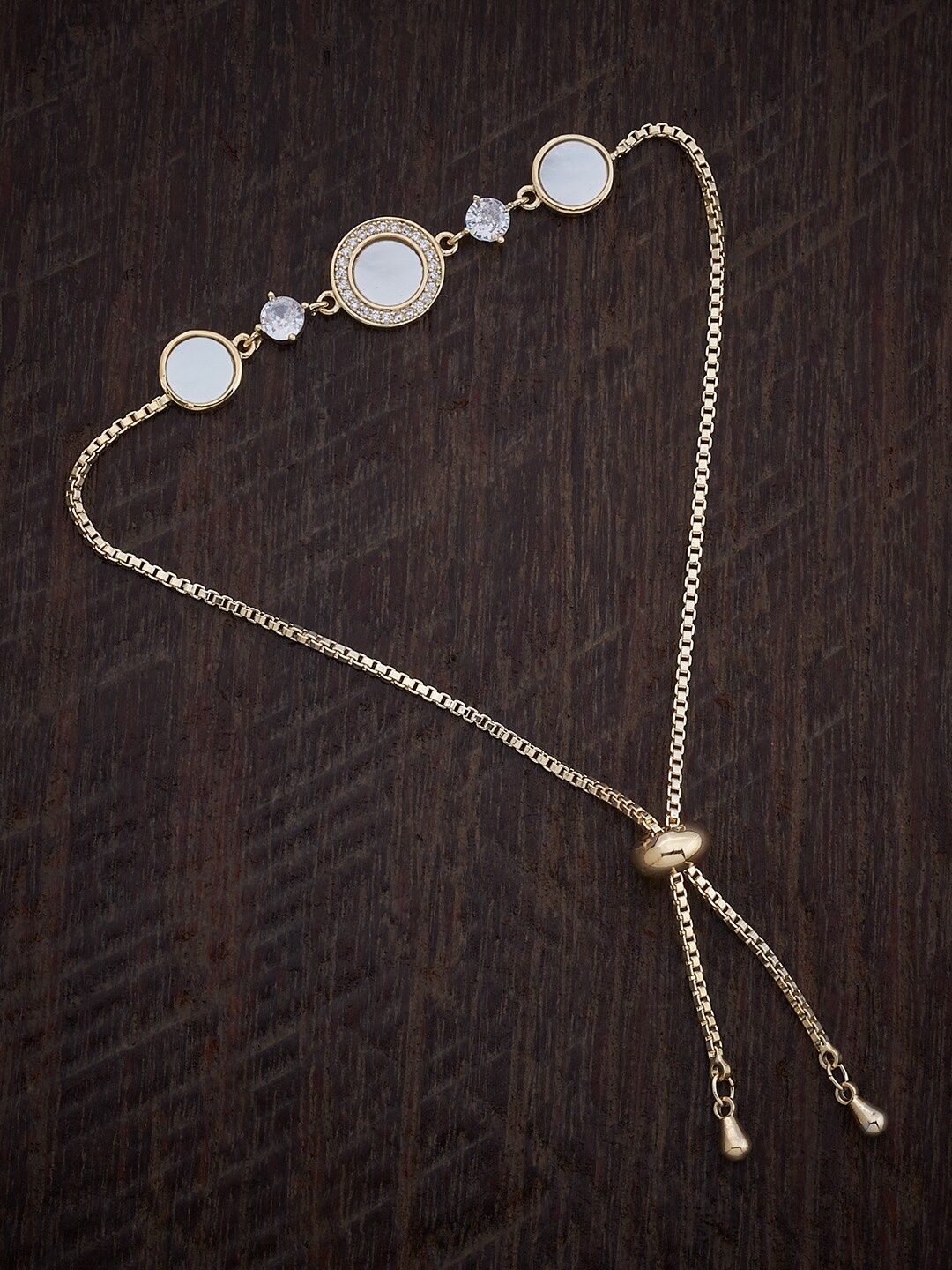 

Kushal's Fashion Jewellery Gold-Plated Zircon-Studded Wraparound Bracelet
