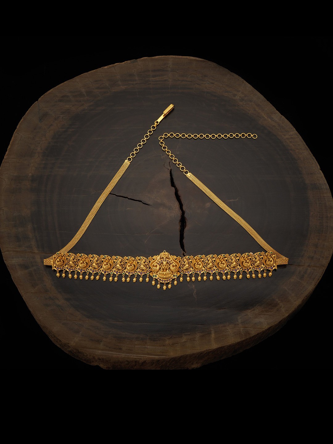 

Kushal's Fashion Jewellery Gold-Plated Stones Studded Waist Chain