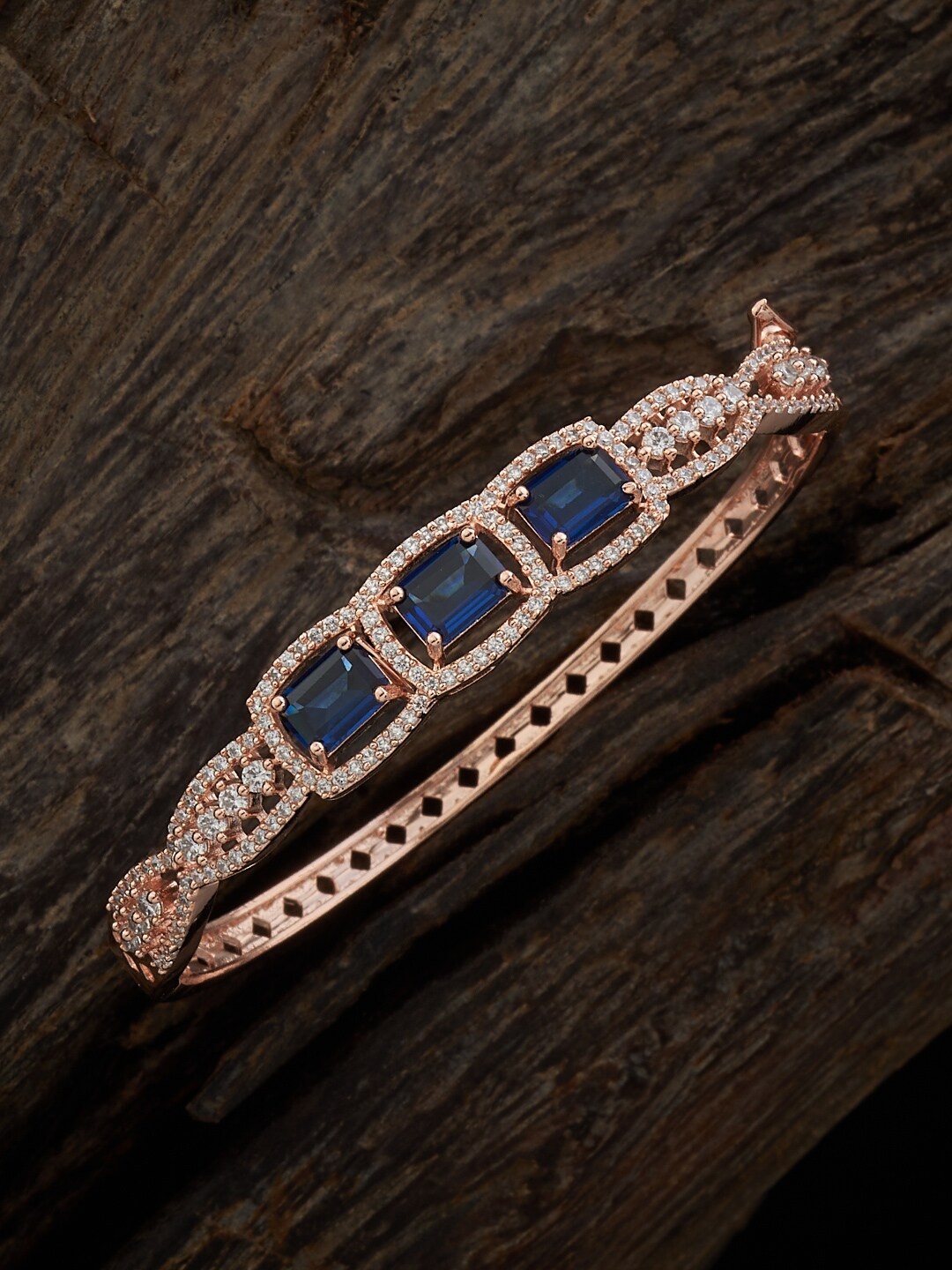 

Kushal's Fashion Jewellery Cubic Zirconia Rose Gold-Plated Bangle-Style Bracelet