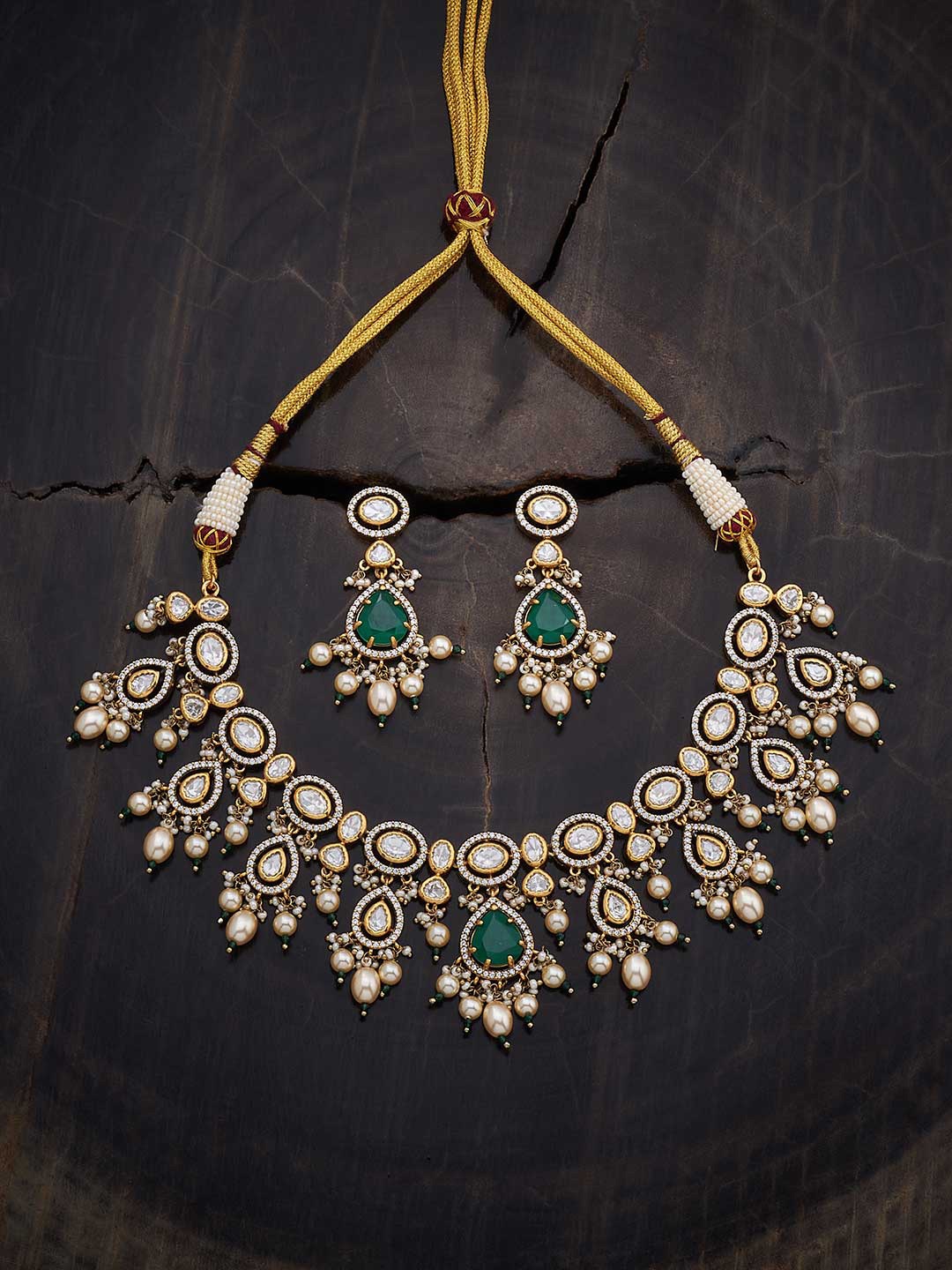 

Kushal's Fashion Jewellery Gold Plated Kundan Studded & Beaded Jewellery Set