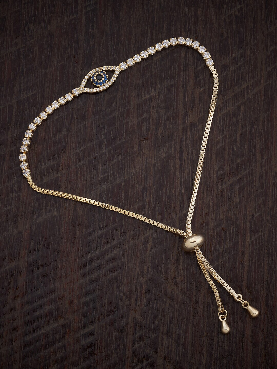 

Kushal's Fashion Jewellery Gold-Plated Zircon-Studded Charm Bracelet