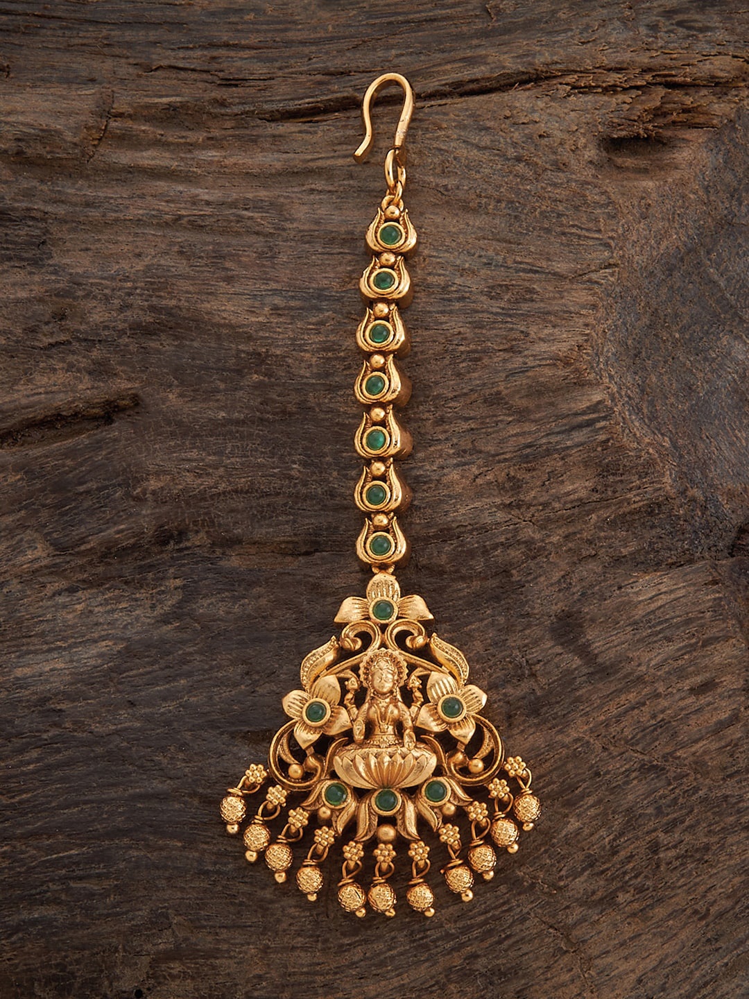 

Kushal's Fashion Jewellery Gold-Plated Artificial Stones Studded Maang Tikka