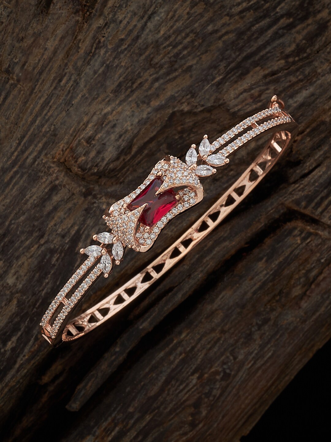 

Kushal's Fashion Jewellery Women Rose Gold-Plated Cubic Zirconia Bangle-Style Bracelet