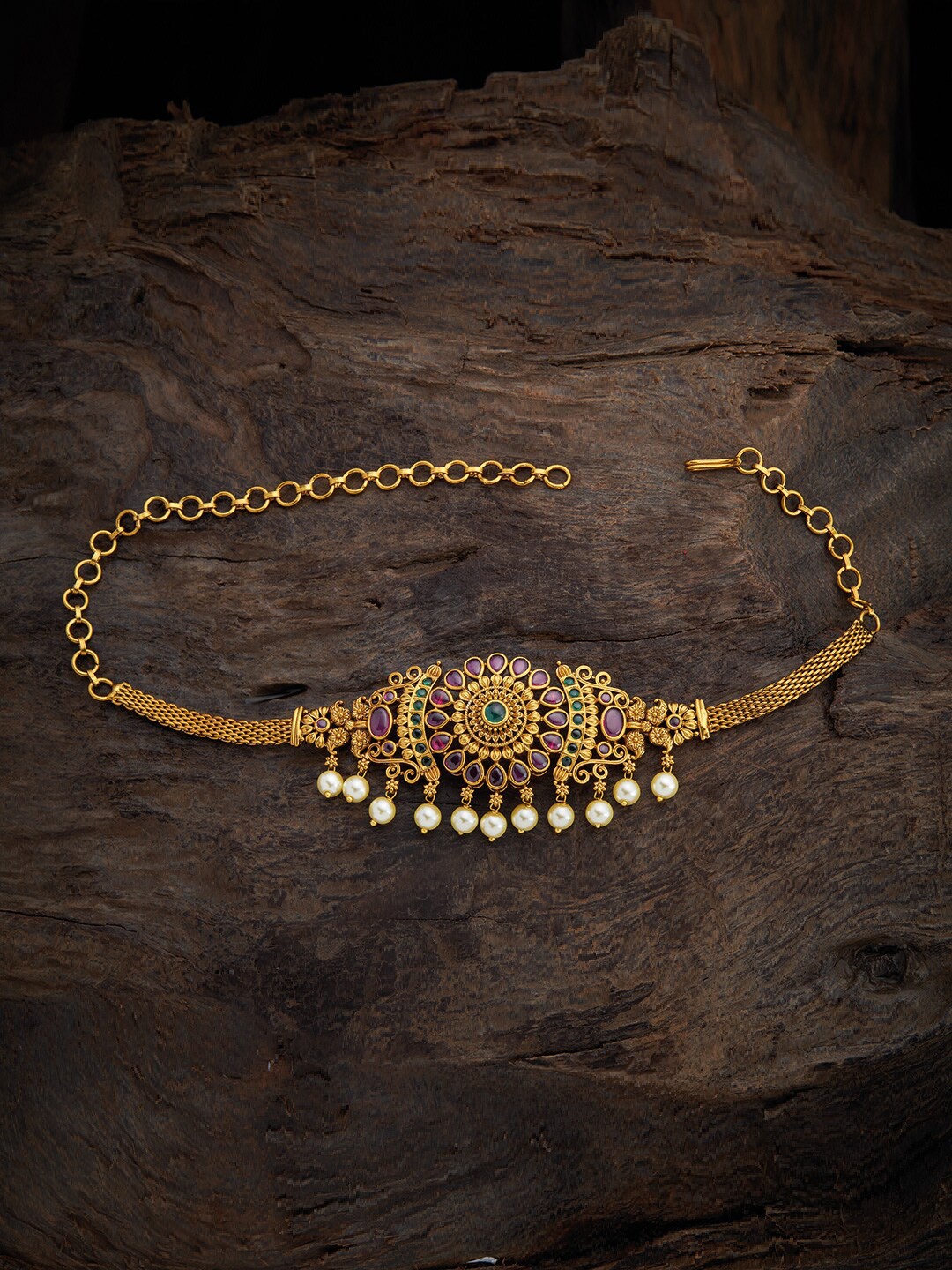 

Kushal's Fashion Jewellery Women Antique Gold-Plated Ethnic Antique Bajuband Bracelet