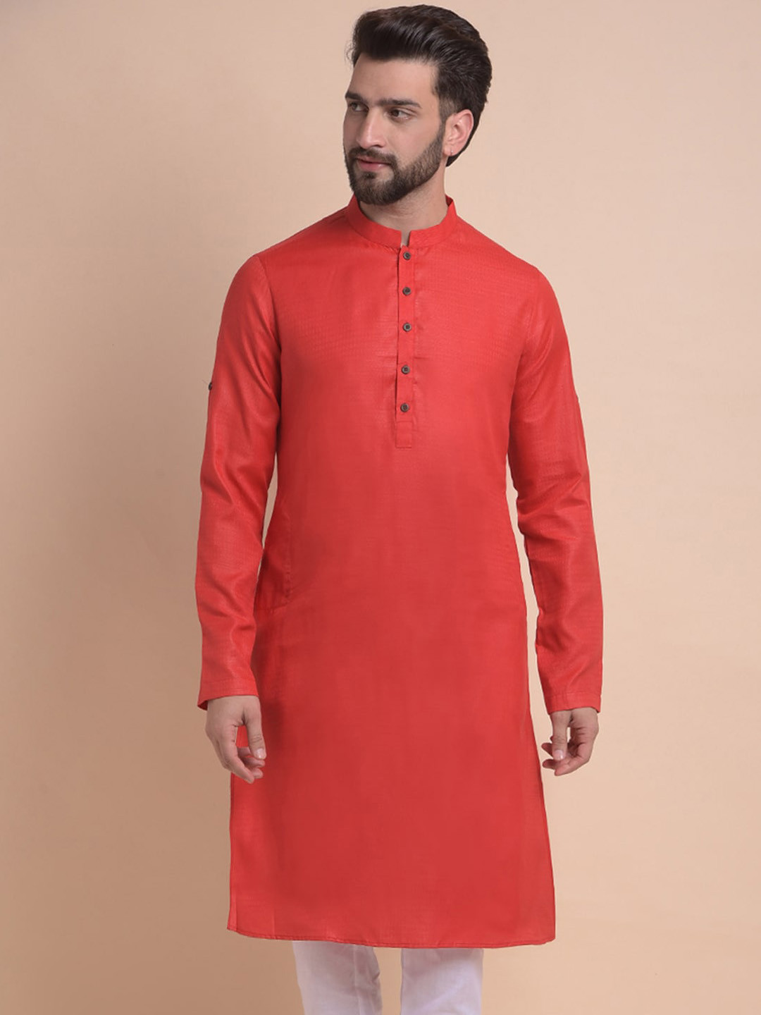 

Anouk Men Flared Sleeves Kurta, Red