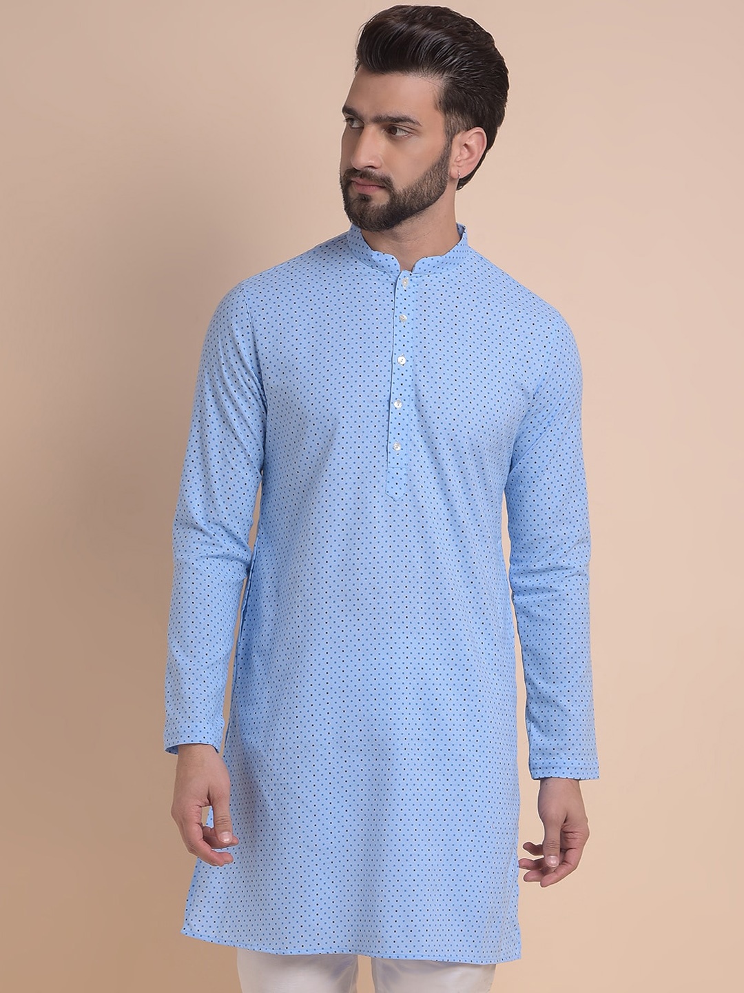 

Anouk Men Flared Sleeves Thread Work Kurta, Blue