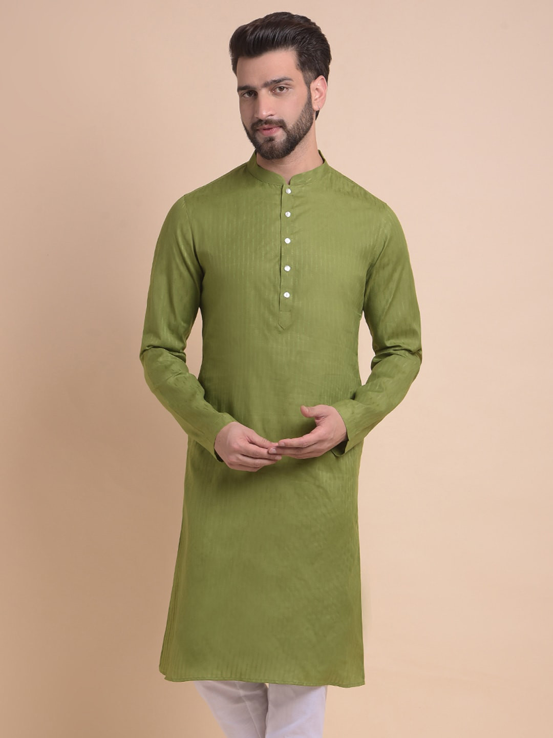 

Anouk Men Thread Work Kurta, Olive