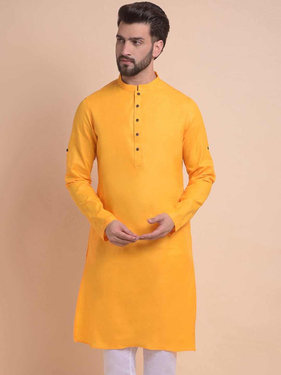 

Anouk Men Thread Work Kurta, Yellow