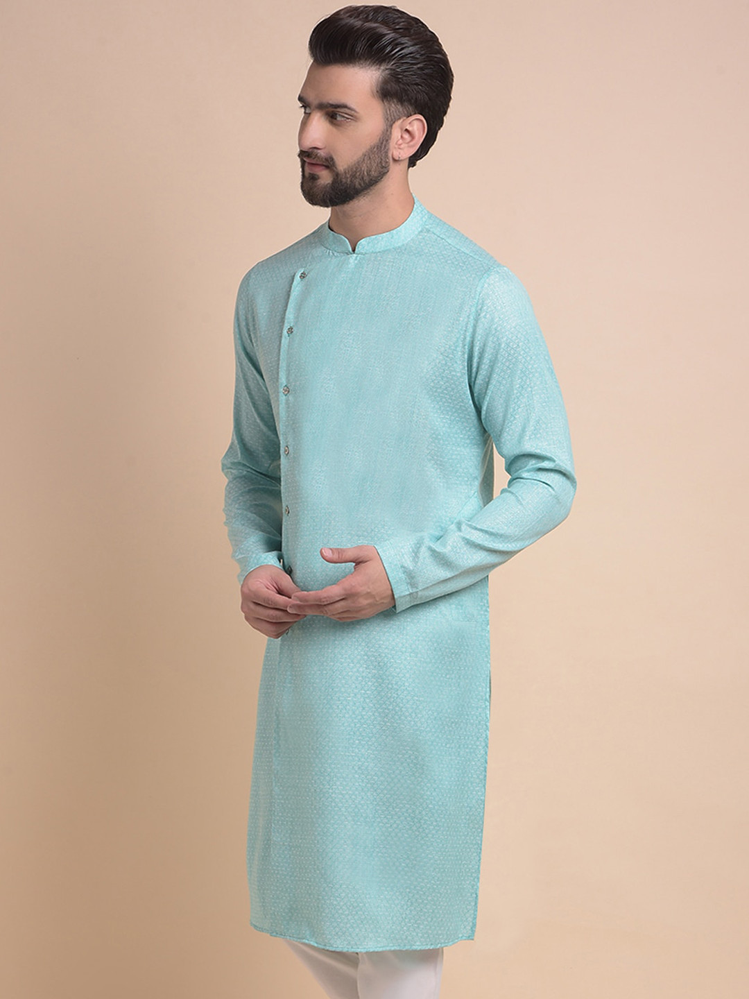 

Anouk Mandarin Collar Long Sleeves Kurta, Green
