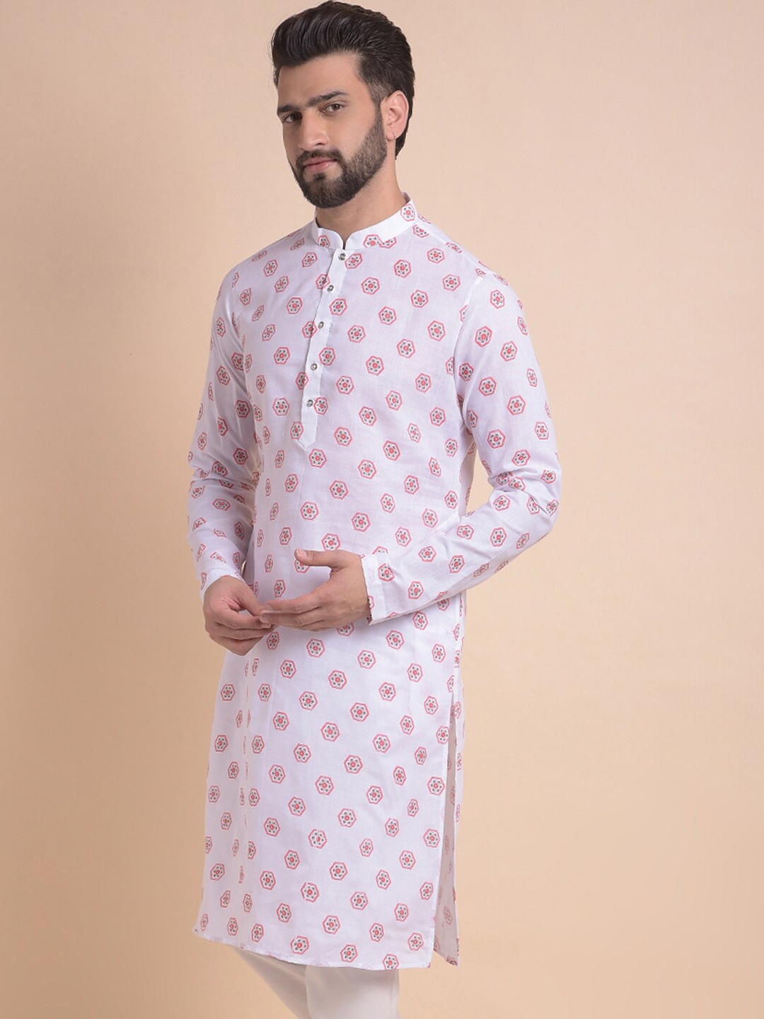 

Anouk Men Ethnic Motifs Printed Thread Work Kurta, Red