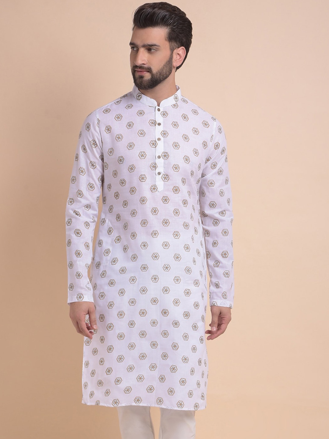 

Anouk Men Ethnic Motifs Thread Work Kurta, Olive