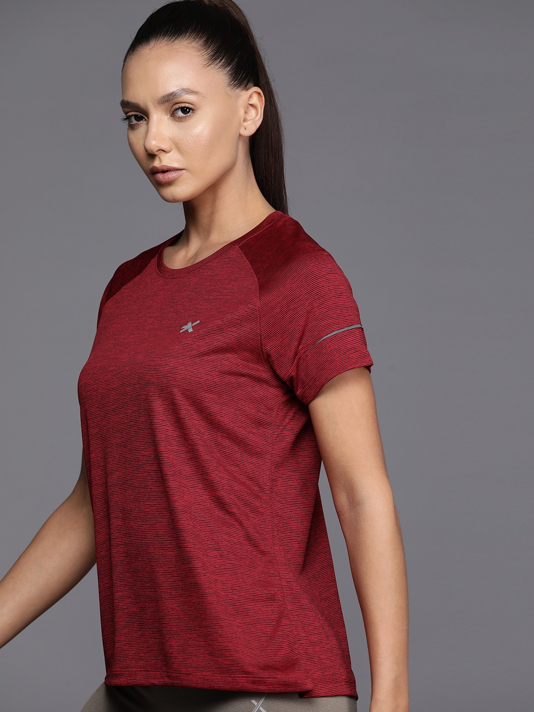 

HRX by Hrithik Roshan Printed Rapid-Dry Raglan Sleeves Training T-shirt, Red