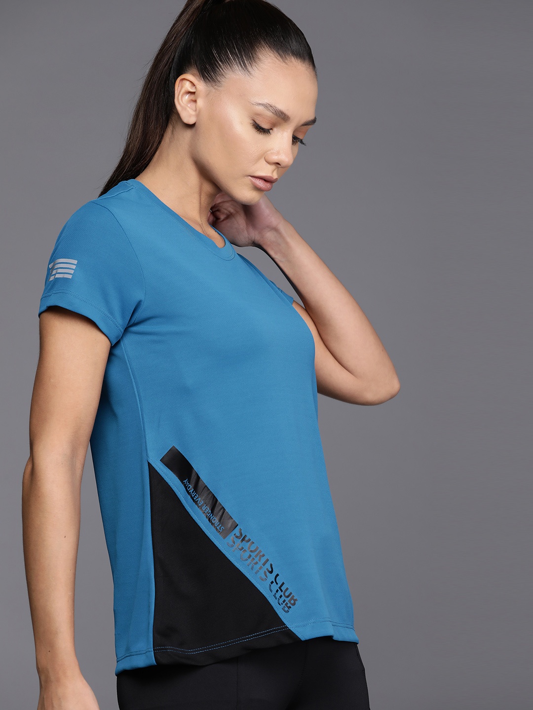 

HRX by Hrithik Roshan Typography Printed Rapid-Dry Running T-shirt, Blue