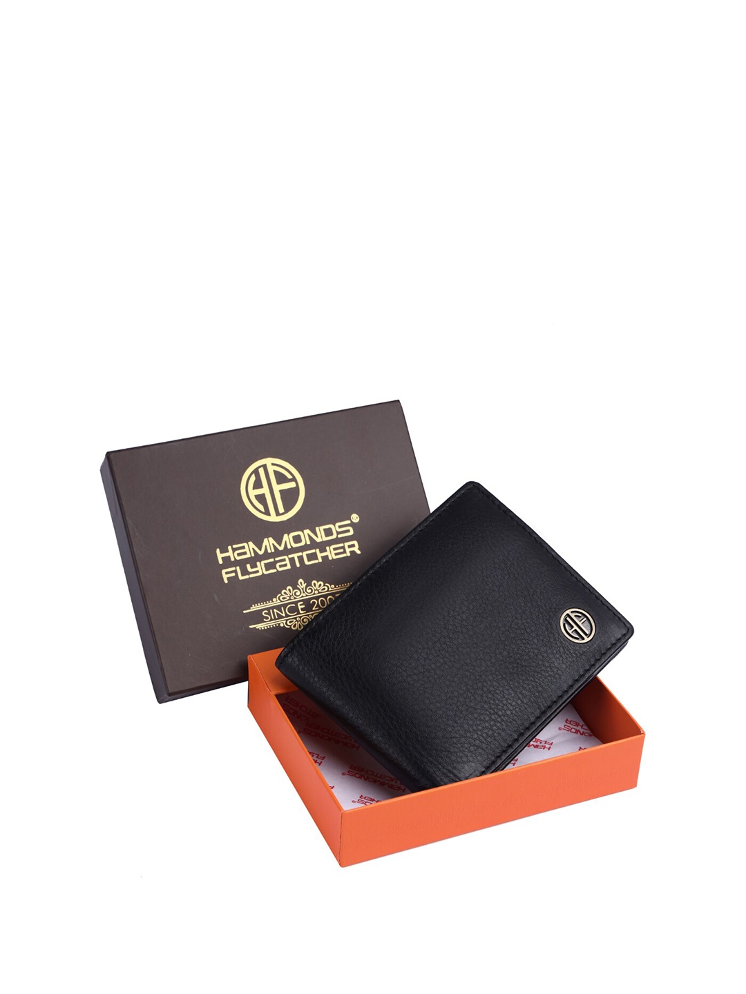 

HAMMONDS FLYCATCHER Men Textured Leather Two Fold Wallet, Black