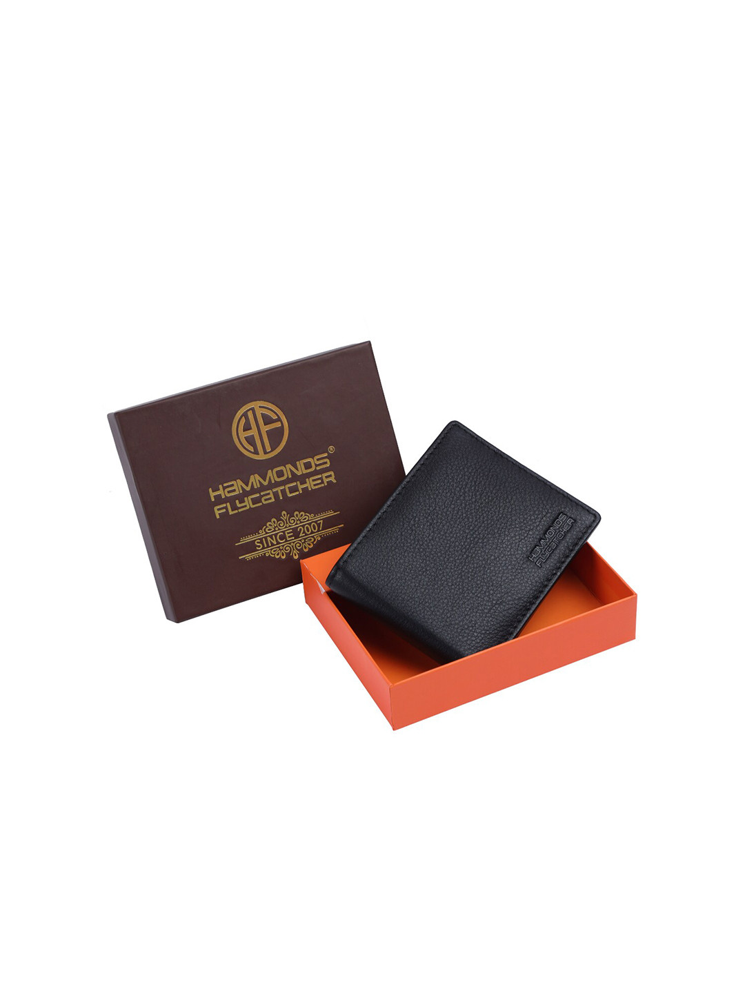 

HAMMONDS FLYCATCHER Men Textured Leather Two Fold Wallet, Black
