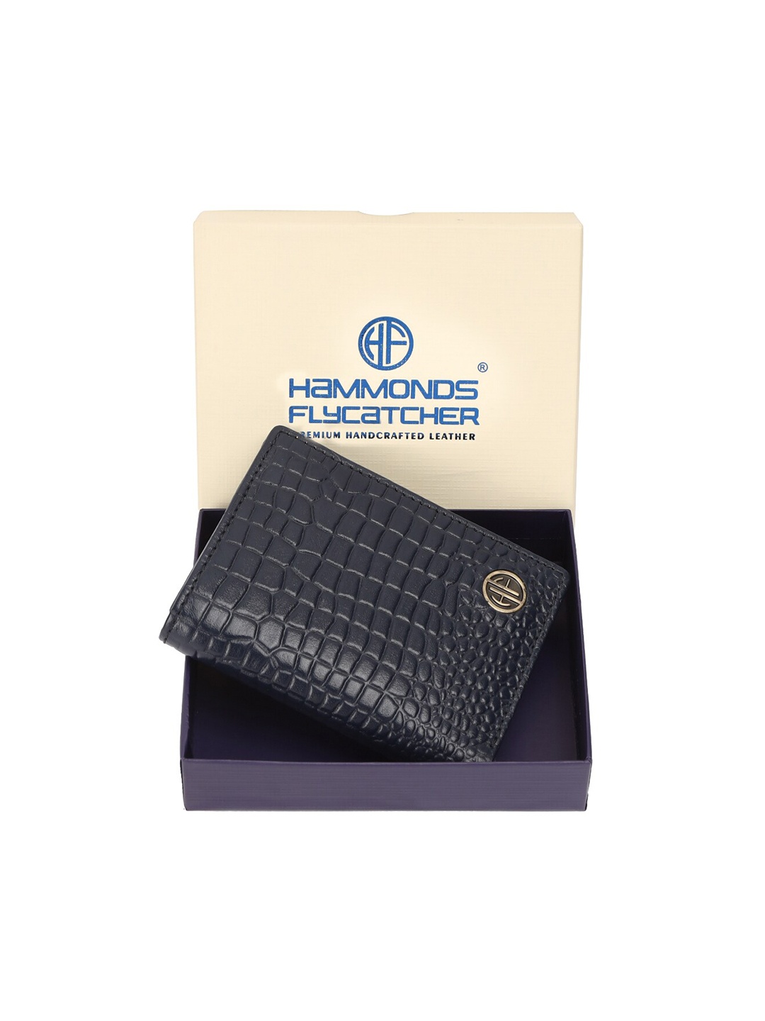 

HAMMONDS FLYCATCHER Textured Leather Three Fold Wallet, Blue