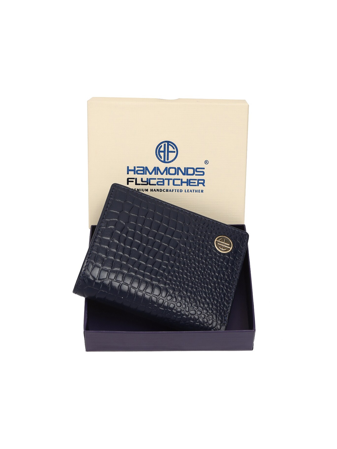 

HAMMONDS FLYCATCHER Textured Leather Two Fold Wallet, Blue