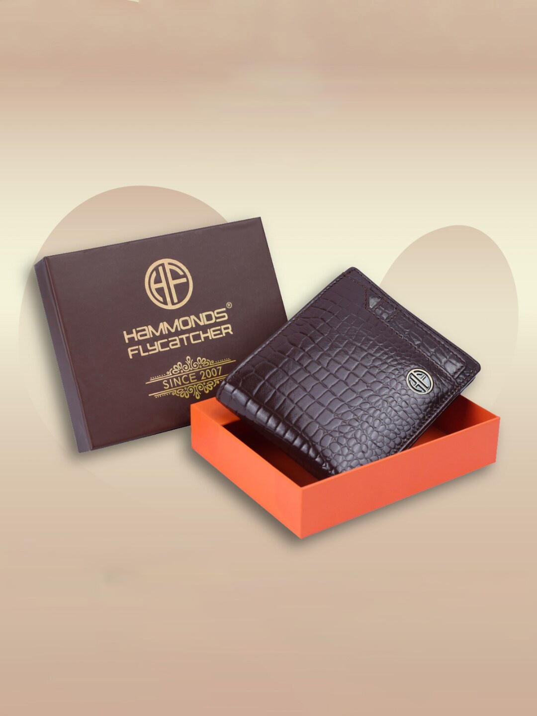 

HAMMONDS FLYCATCHER Men Textured Leather Two Fold Wallet, Brown