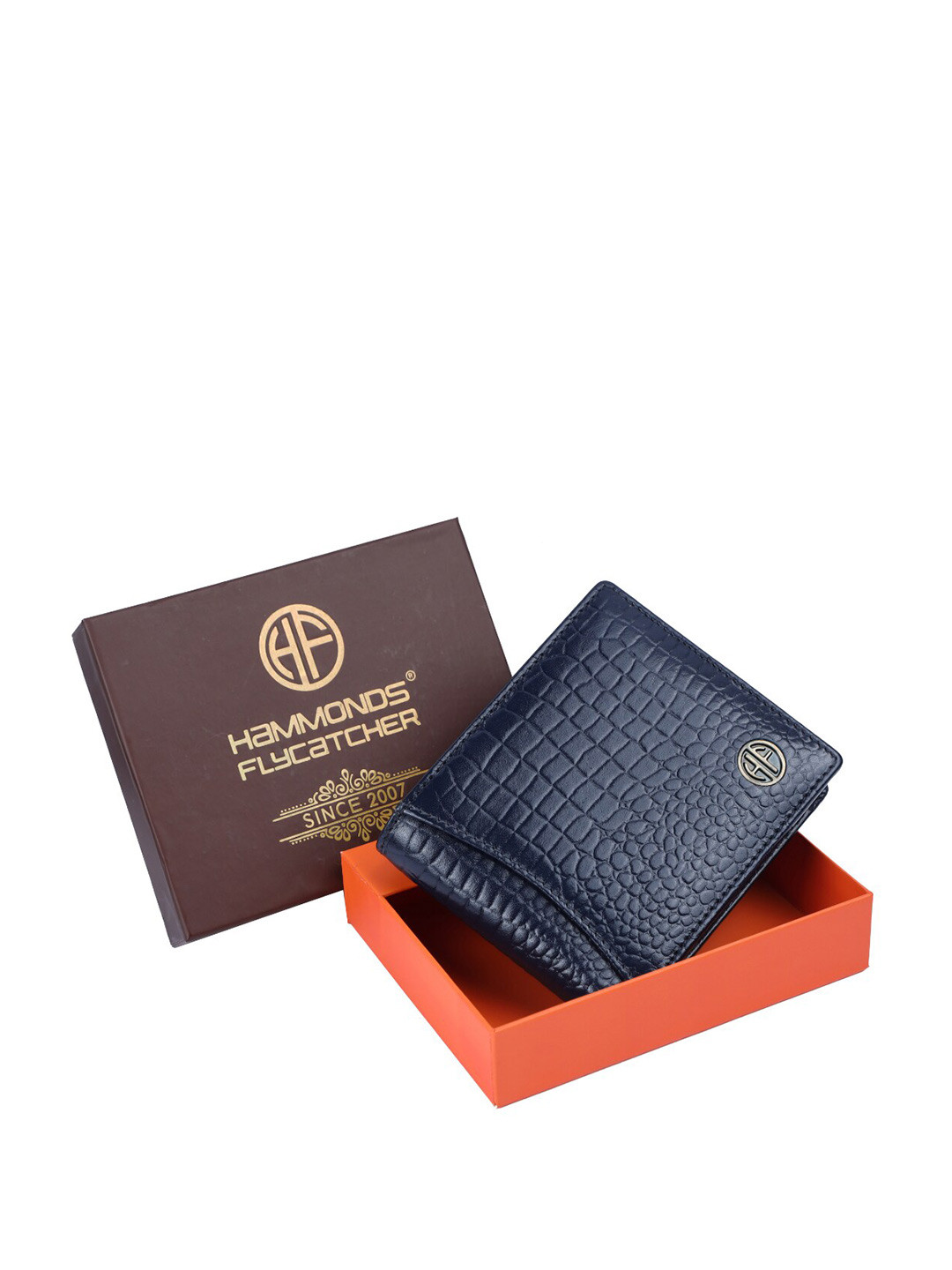 

HAMMONDS FLYCATCHER Men Textured RFID Leather Two Fold Wallet, Blue