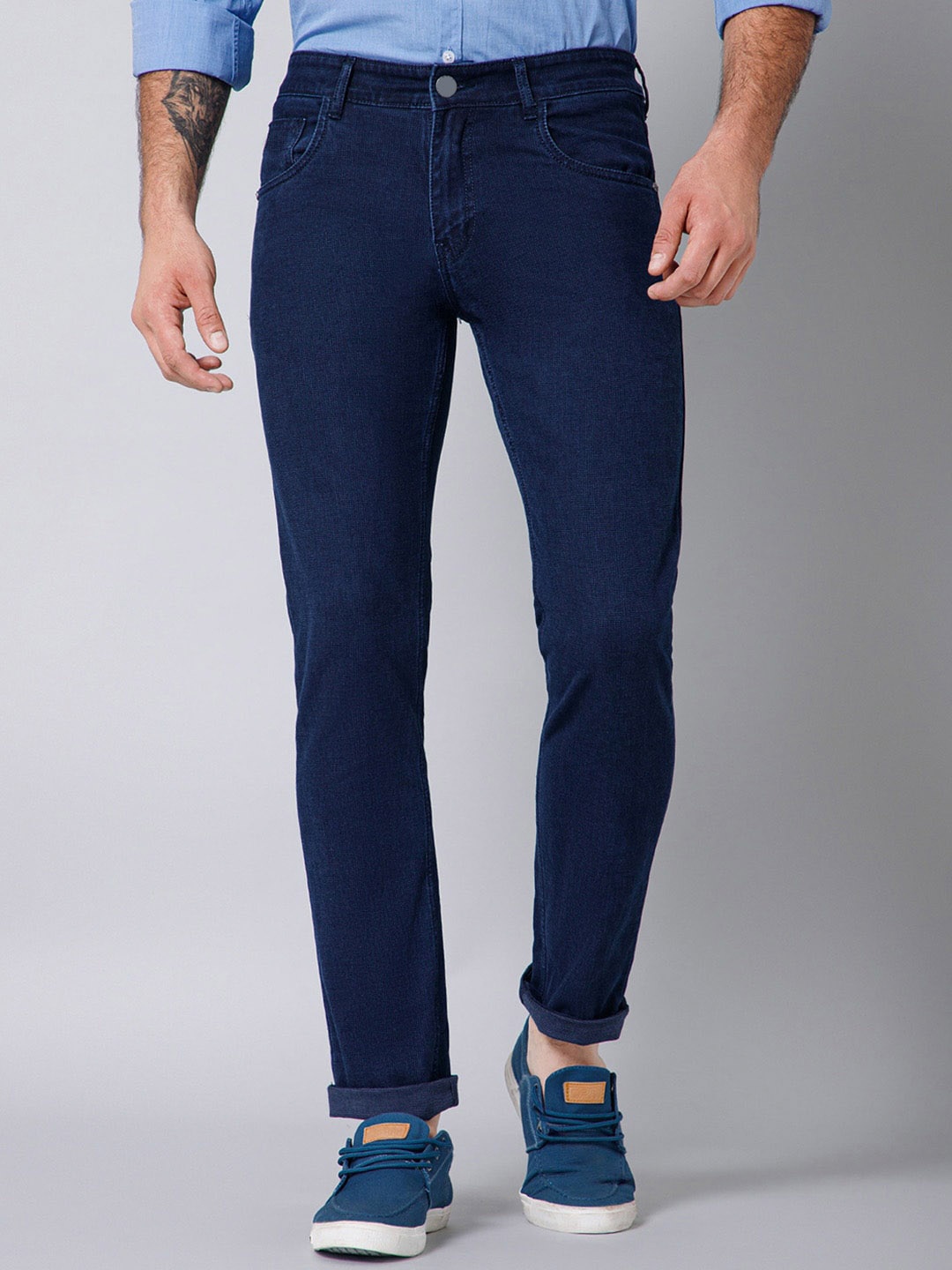 

Xee Men Comfort Slim Fit Mid-Rise Stretchable Jeans, Navy blue