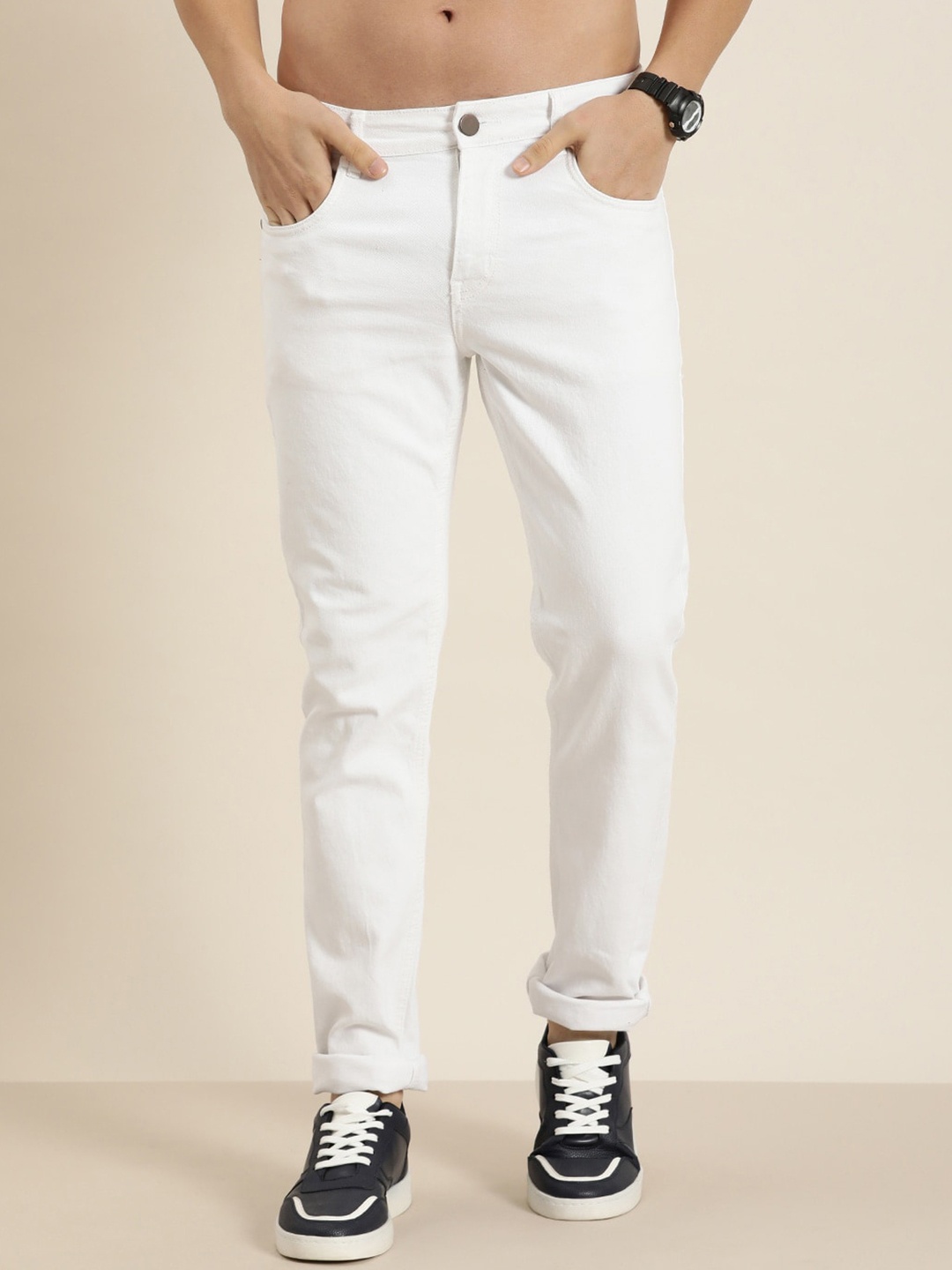 

Xee Men Comfort Slim Fit Jeans, White