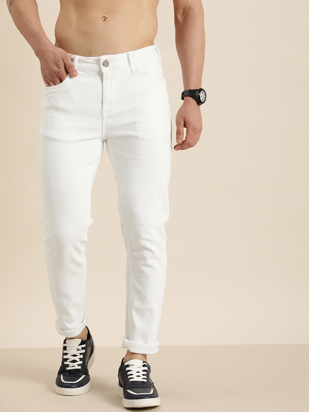 

Xee Men Comfort Slim Fit Jeans, White