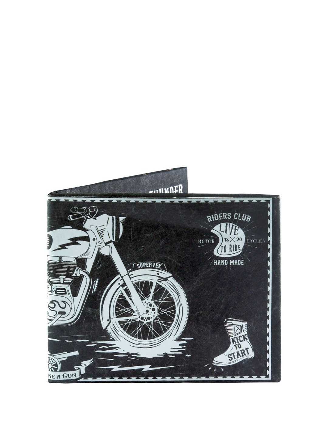 

SUPERVEK Unisex Printed Two Fold Wallet, Black