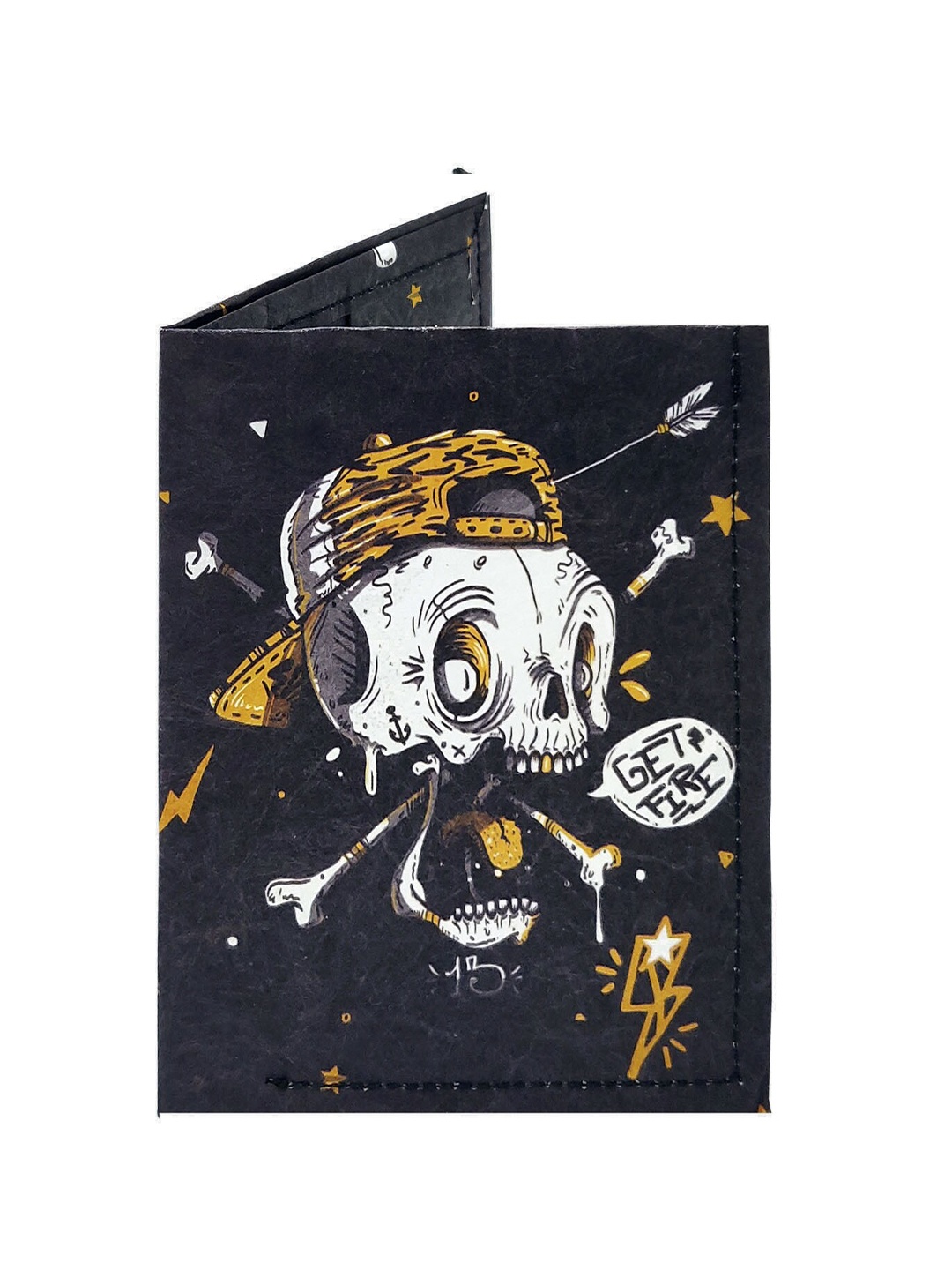 

SUPERVEK Unisex RFID Printed Two Fold Wallet, Black
