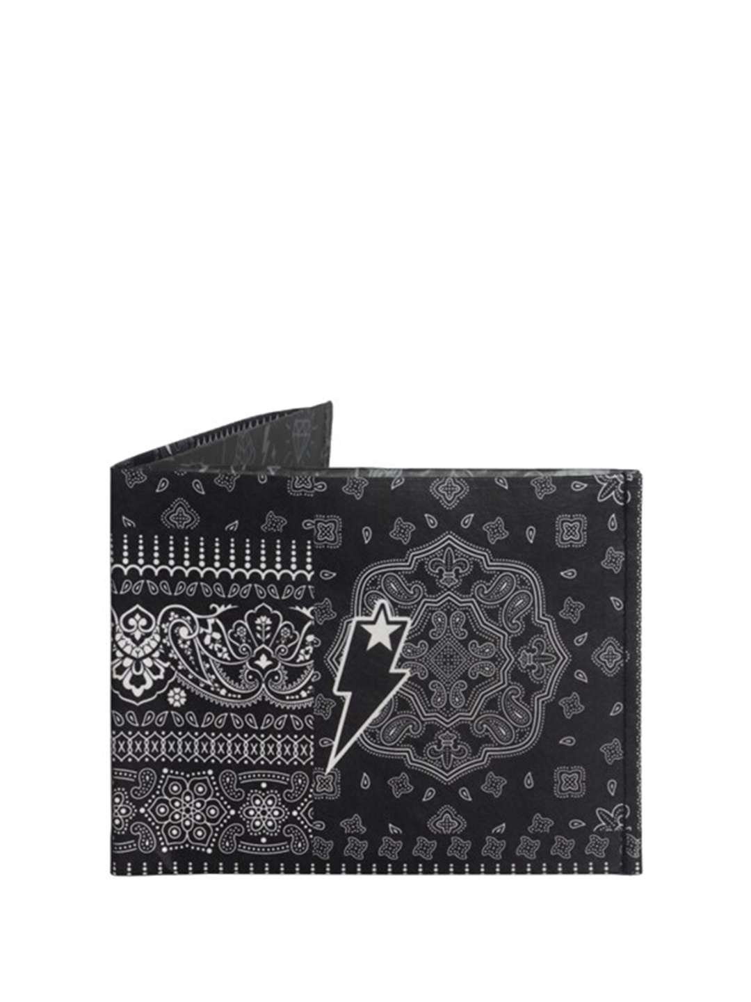 

SUPERVEK Unisex RFID Printed Two Fold Wallet, Black