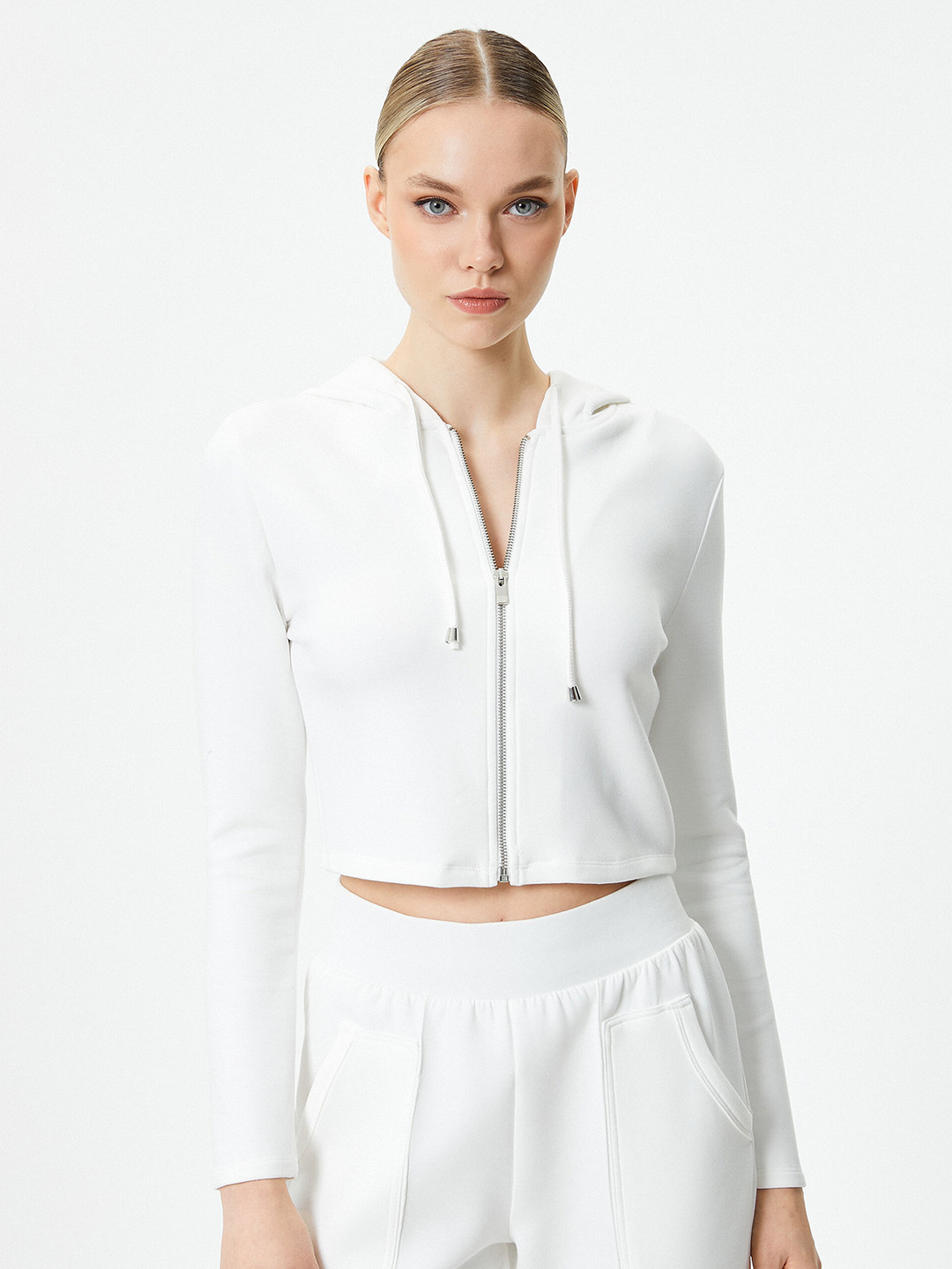 

Koton Mock Collar Straight Pullover Sweatshirt, Beige