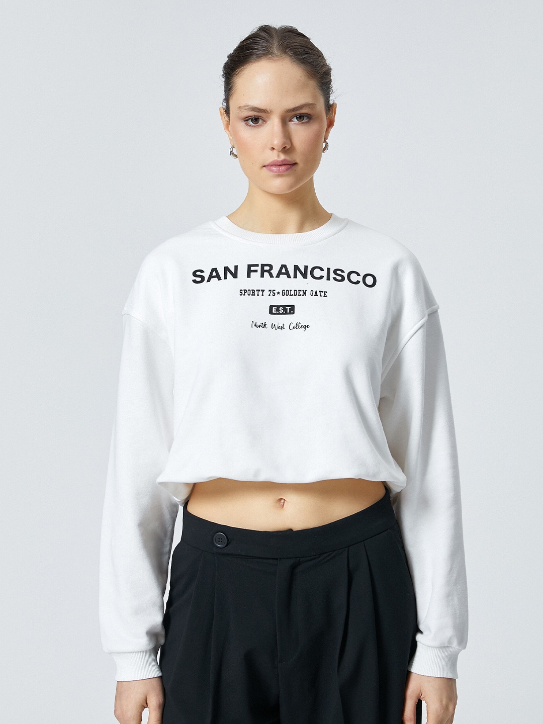

Koton Typography Printed Pullover Sweatshirt, White