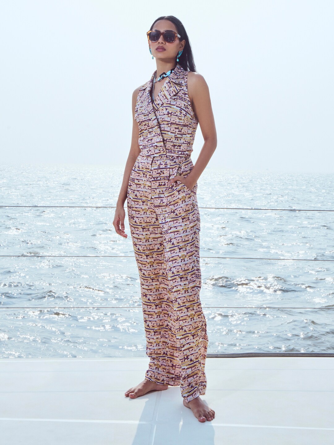 

NIRMOOHA Printed Basic Jumpsuit, Peach
