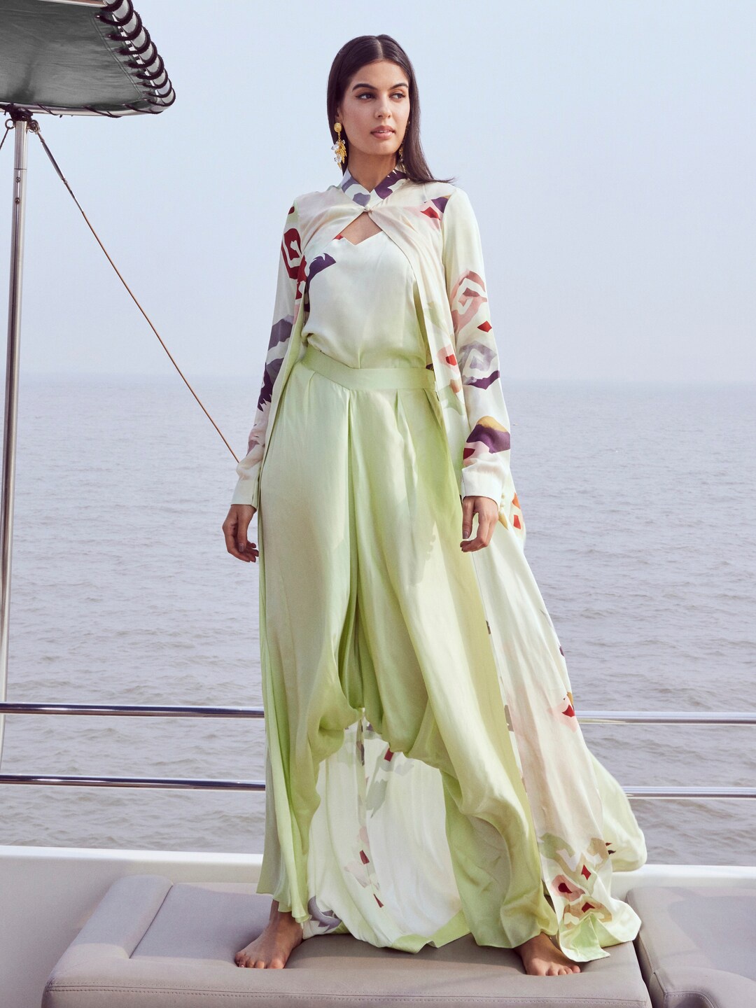 

NIRMOOHA Floral Satin Maxi Dress, Green
