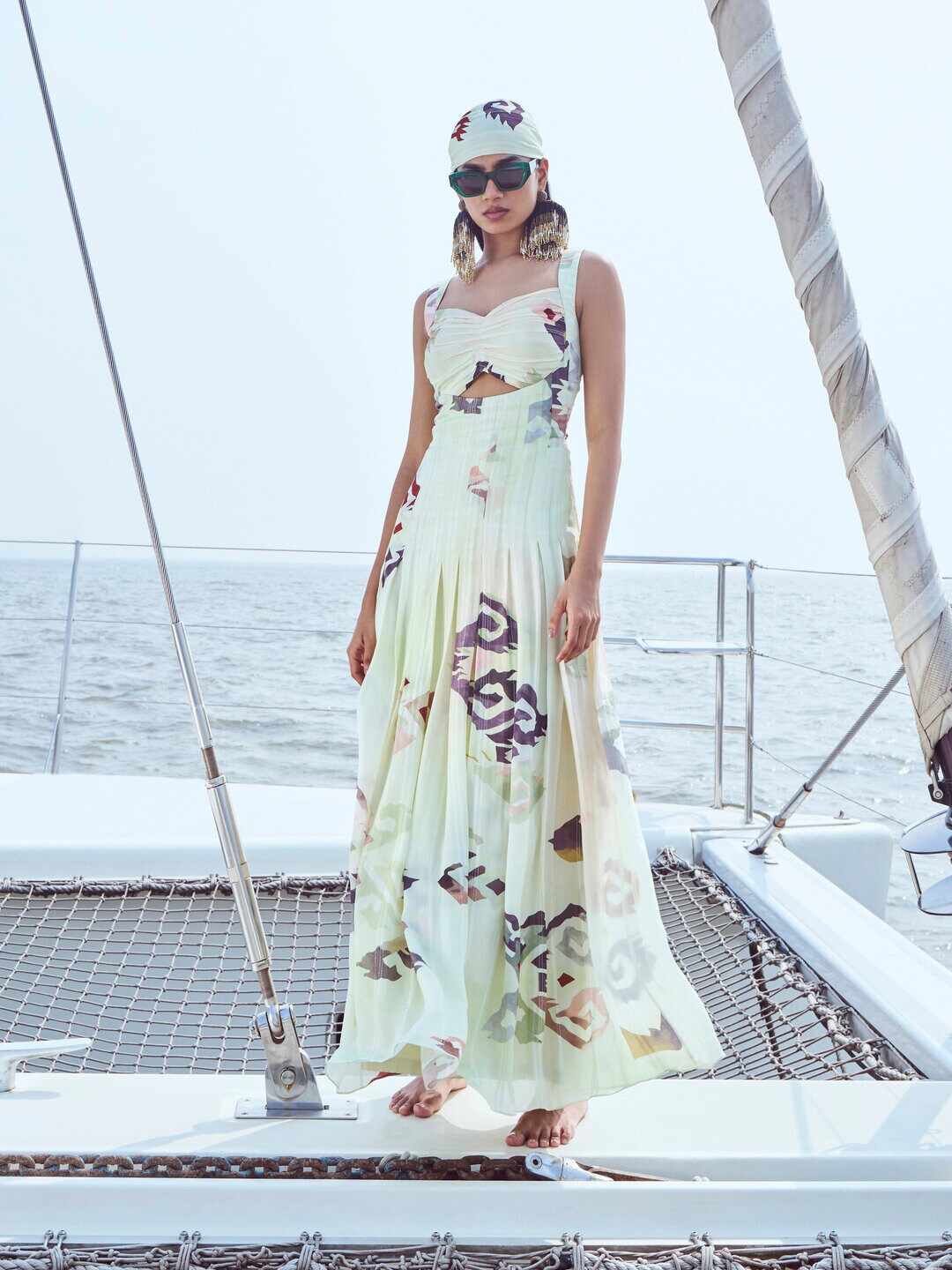 

NIRMOOHA Floral Printed Georgette Maxi Dress, Green