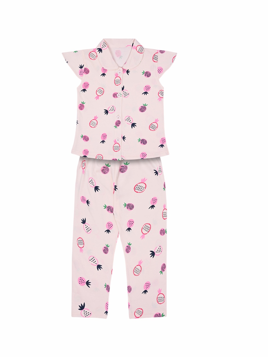 

Wish Karo Girls Conversational Printed Pure Cotton Night Suit, Pink