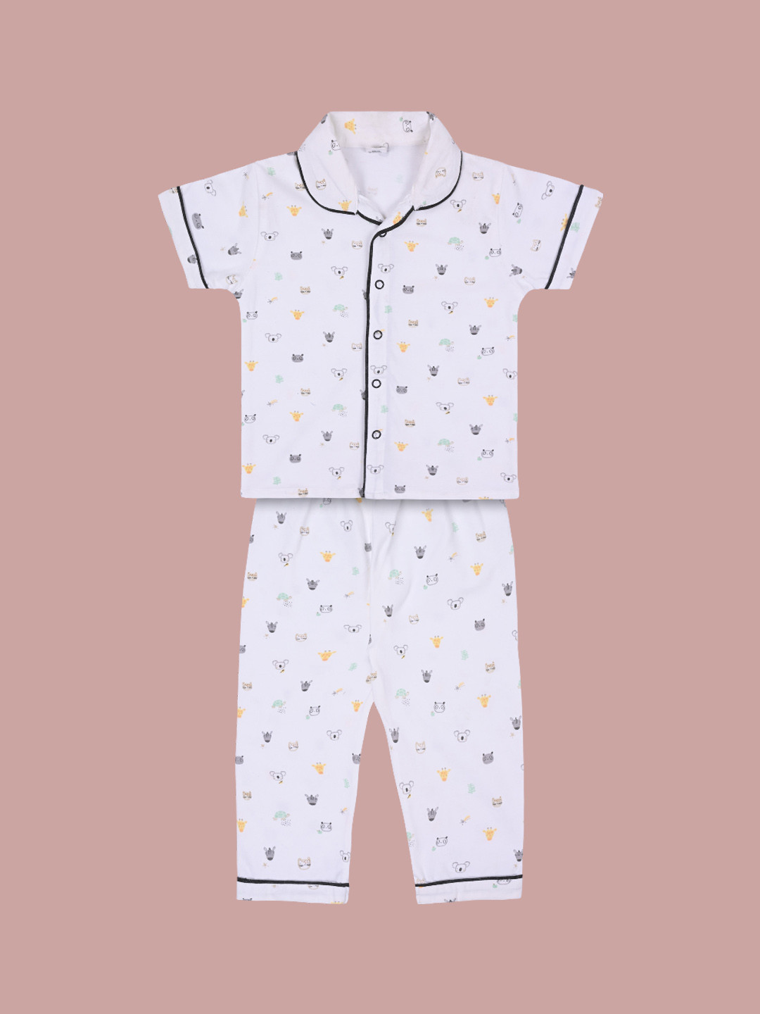 

Wish Karo Girls Conversational Printed Pure Cotton Night Suit, White