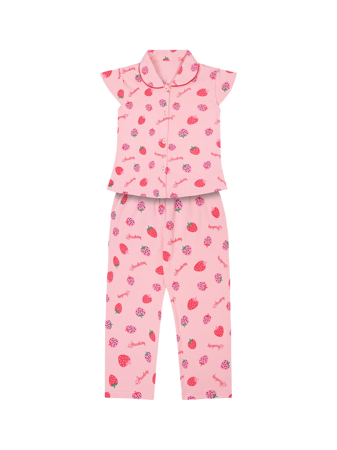

Wish Karo Girls Conversational Printed Pure Cotton Night Suit, Peach