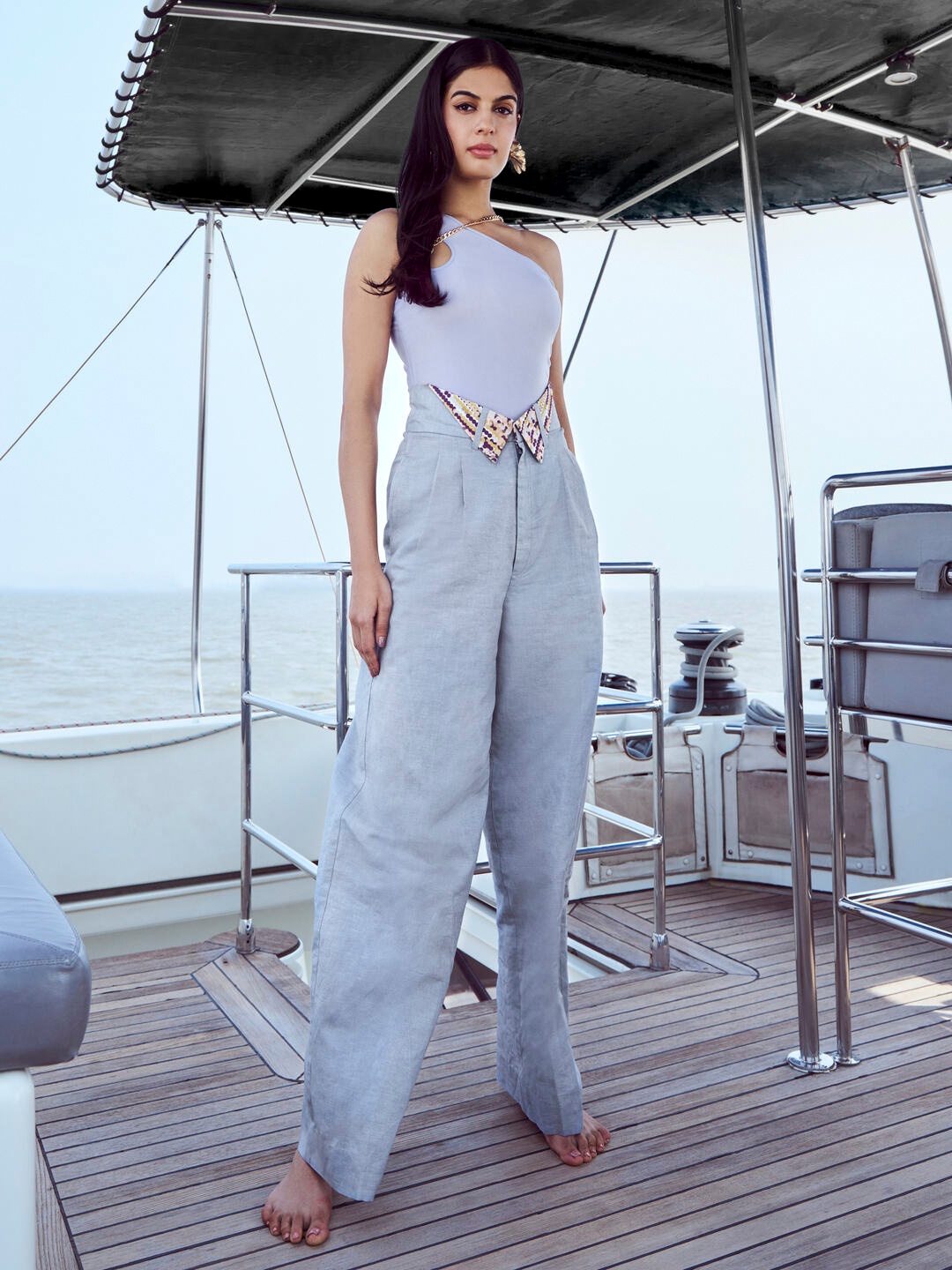 

NIRMOOHA One Shoulder Jumpsuit, Peach
